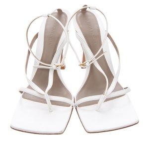 Bottega Veneta Leather Stretch Toe Heels, Size 7.5, White